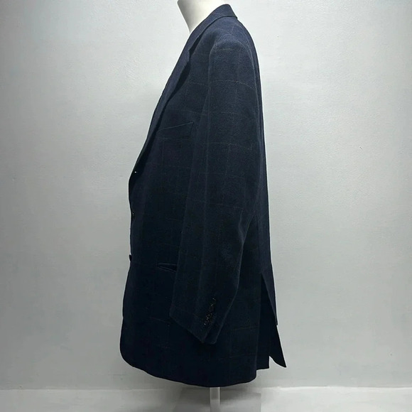 Ermenegildo Zegna Blazer Sports Coat Jacket Button Down Wool Silk Plaid Blue 46R - Picture 8 of 13
